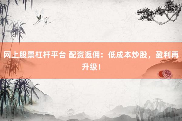 网上股票杠杆平台 配资返佣：低成本炒股，盈利再升级！