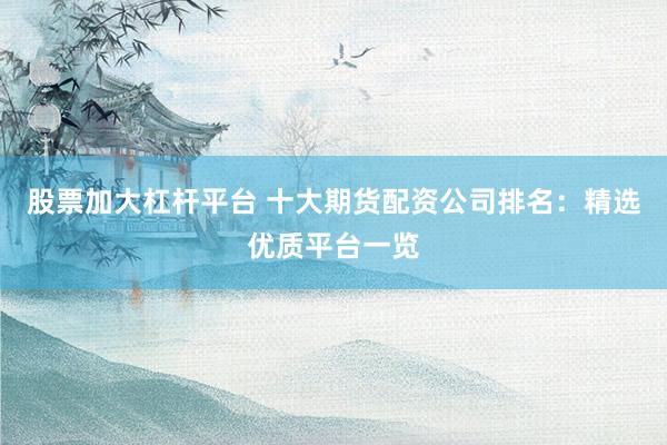 股票加大杠杆平台 十大期货配资公司排名：精选优质平台一览
