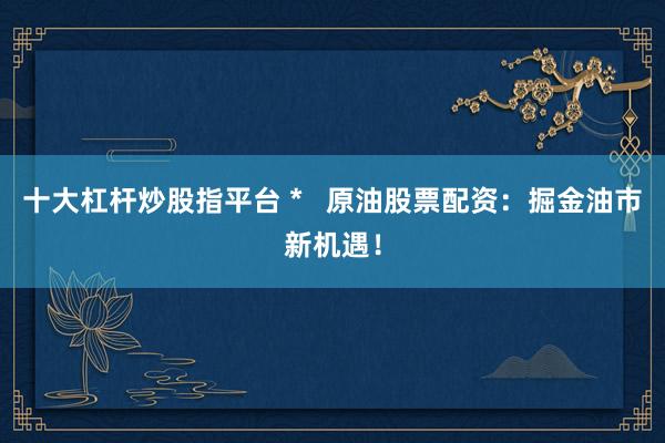 十大杠杆炒股指平台 *   原油股票配资：掘金油市新机遇！