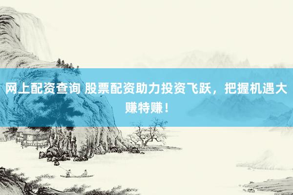 网上配资查询 股票配资助力投资飞跃，把握机遇大赚特赚！