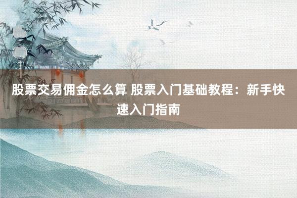 股票交易佣金怎么算 股票入门基础教程：新手快速入门指南