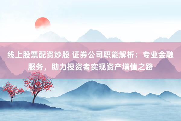 线上股票配资炒股 证券公司职能解析：专业金融服务，助力投资者实现资产增值之路