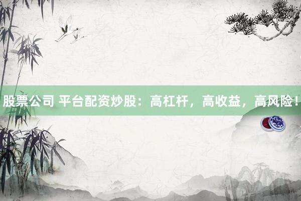 股票公司 平台配资炒股：高杠杆，高收益，高风险！