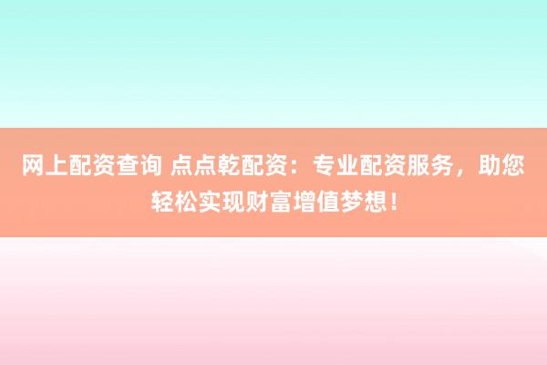 网上配资查询 点点乾配资：专业配资服务，助您轻松实现财富增值梦想！