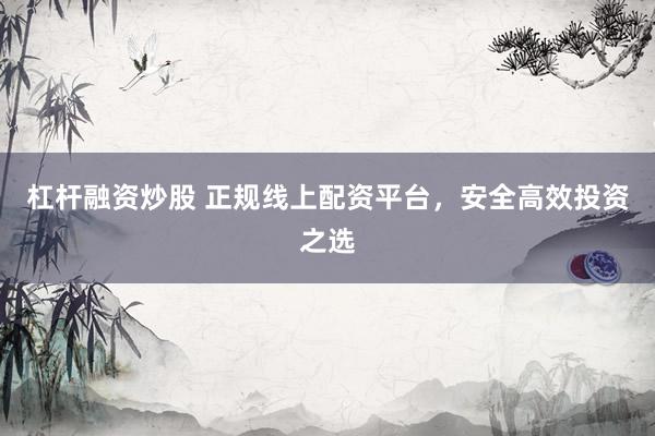 杠杆融资炒股 正规线上配资平台，安全高效投资之选