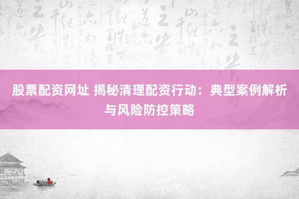 股票配资网址 揭秘清理配资行动：典型案例解析与风险防控策略