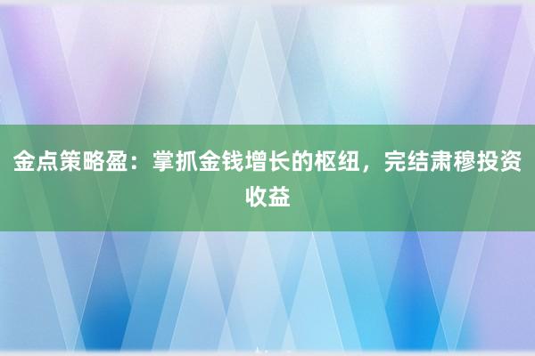 金点策略盈：掌抓金钱增长的枢纽，完结肃穆投资收益
