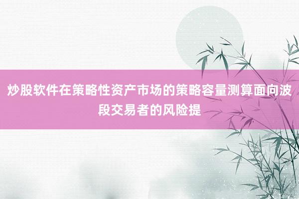 炒股软件在策略性资产市场的策略容量测算面向波段交易者的风险提